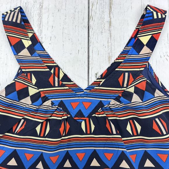 Marc by Marc Jacobs Silk Dress Size Small Aztec Print V Neck Waist Tie Y2K Retro - Picture 10 of 13